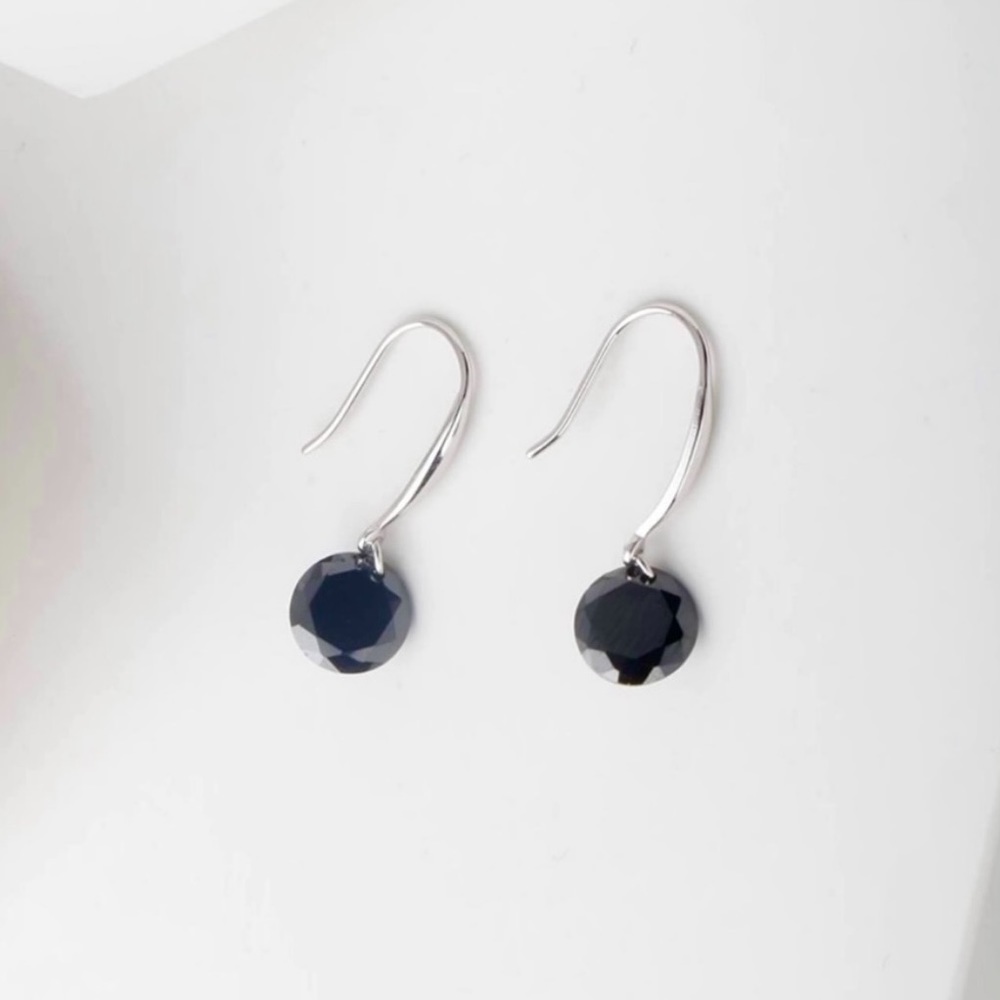 Black Onyx 925 Sterling Silver 2ct Cubic Diamond Stone Dangle Earrings 🖤✨